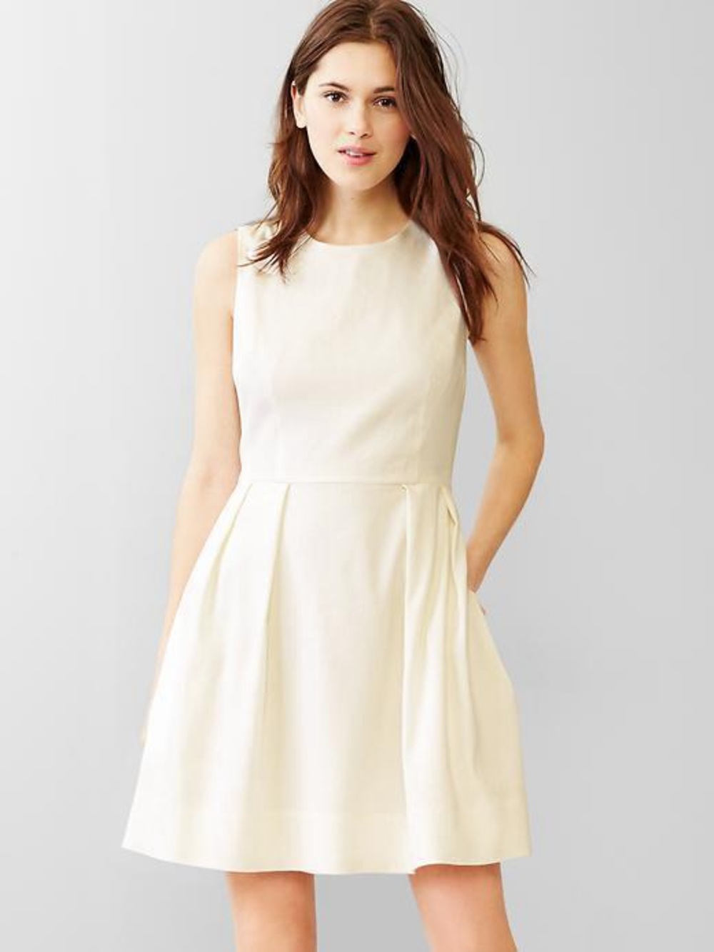 NWT Gap White Linen Fit and Flare Sleeveless Mini Dress Lined Summer